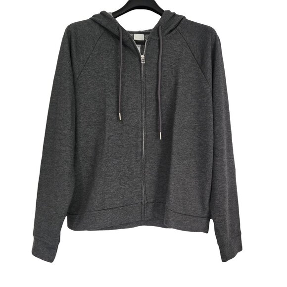 NWT H&M Grey Terry Fleece Full ZIp Hoodie M - Picture 1 of 4